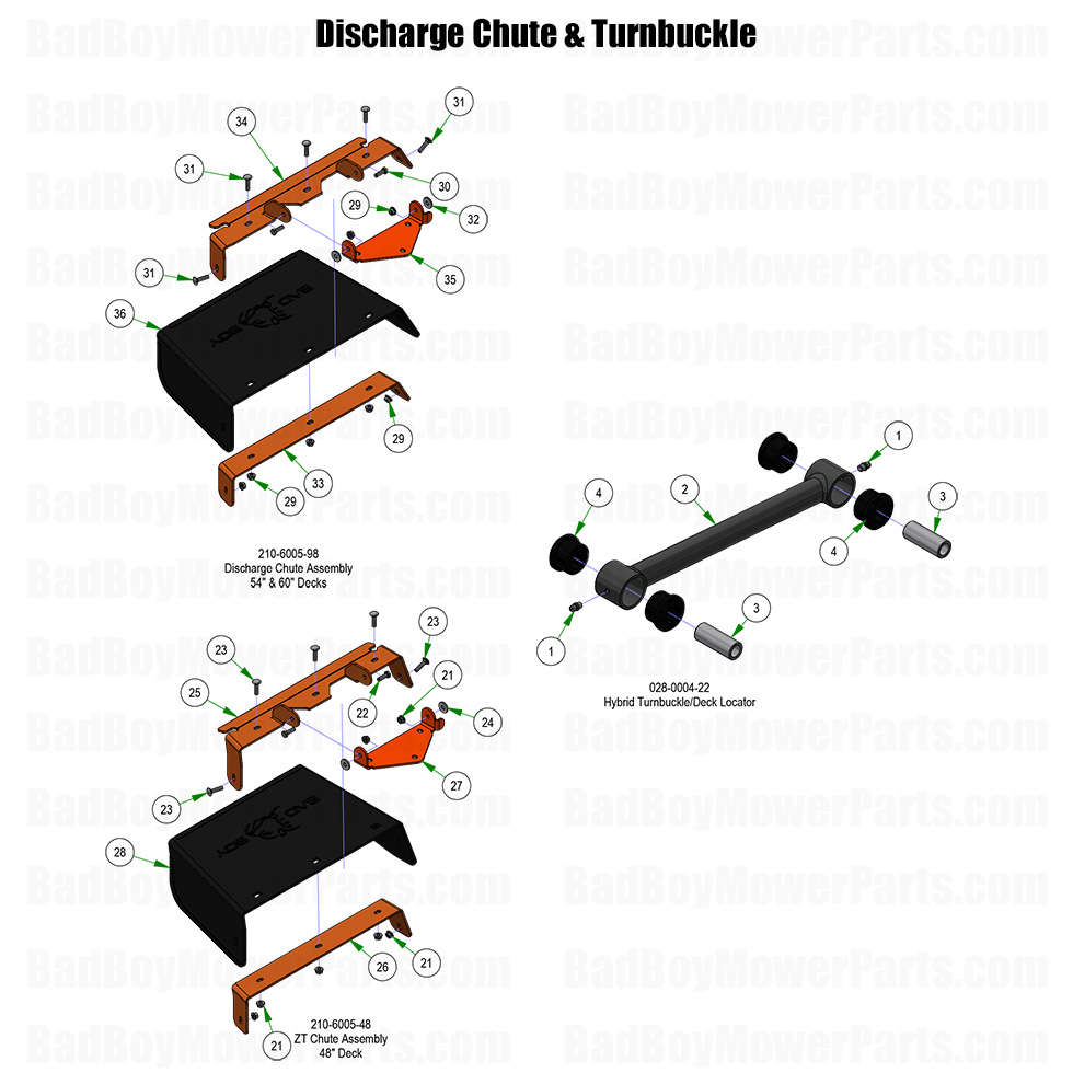 3992 - Bad Boy Mower Parts Lookup > 2025 > ZT Elite > Discharge Chute & Turnbuckle